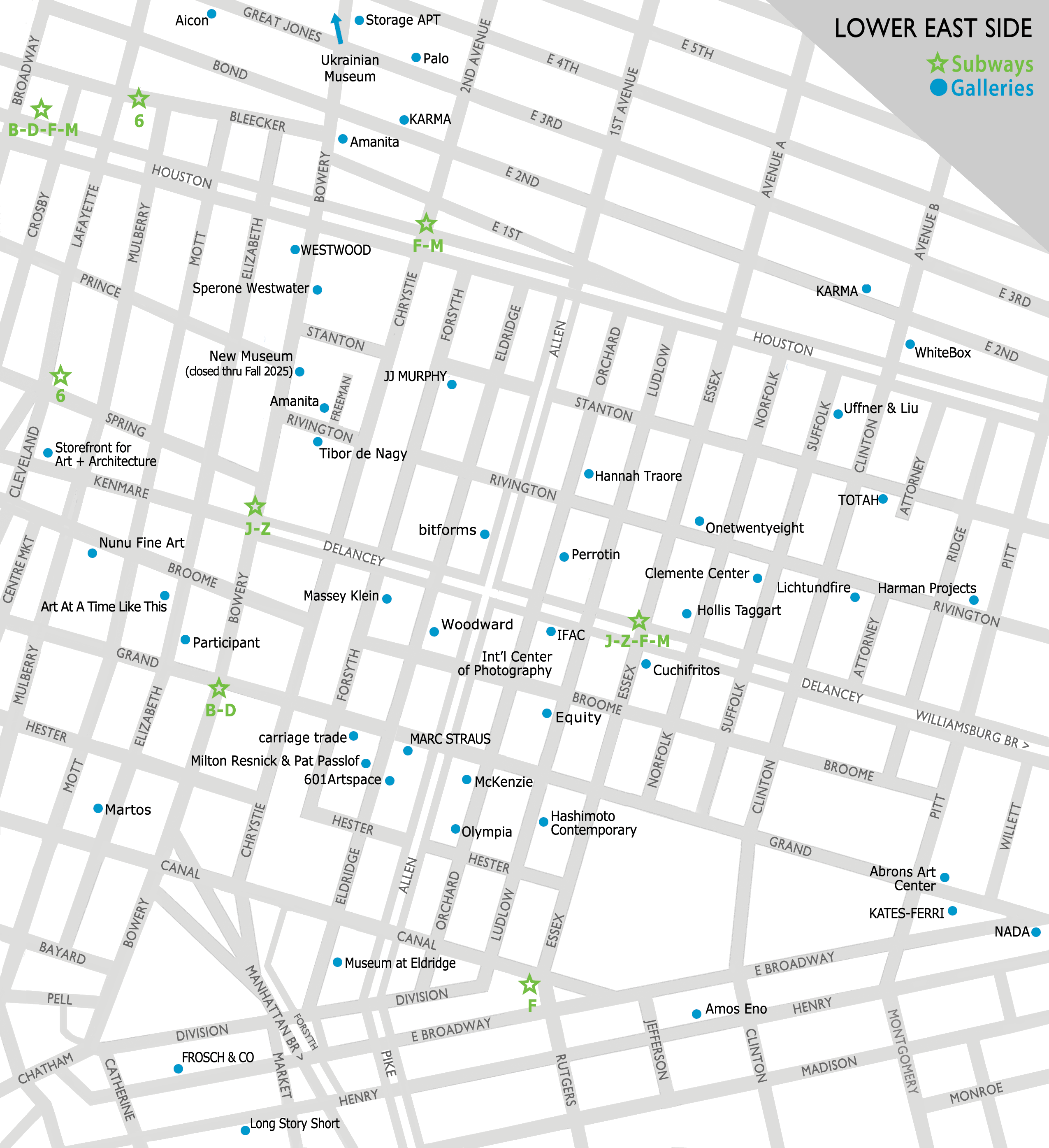 Lower East Side Gallery Map