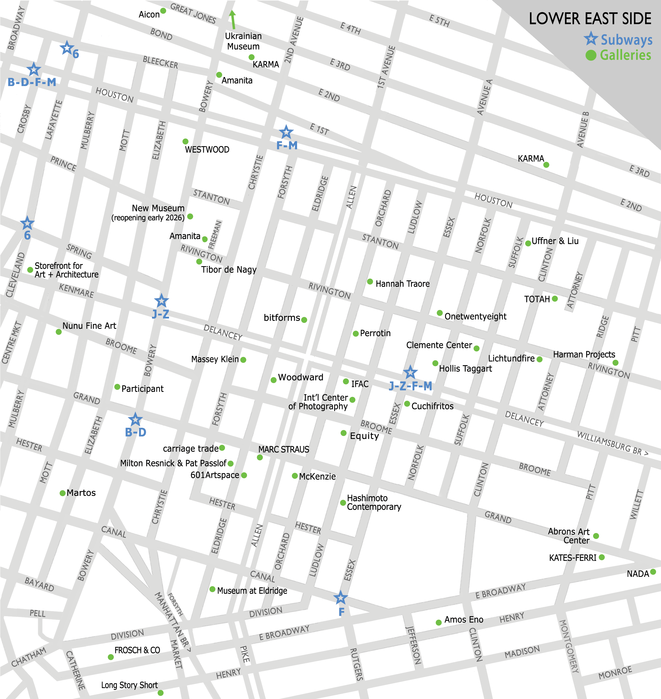 Lower East Side Gallery Map