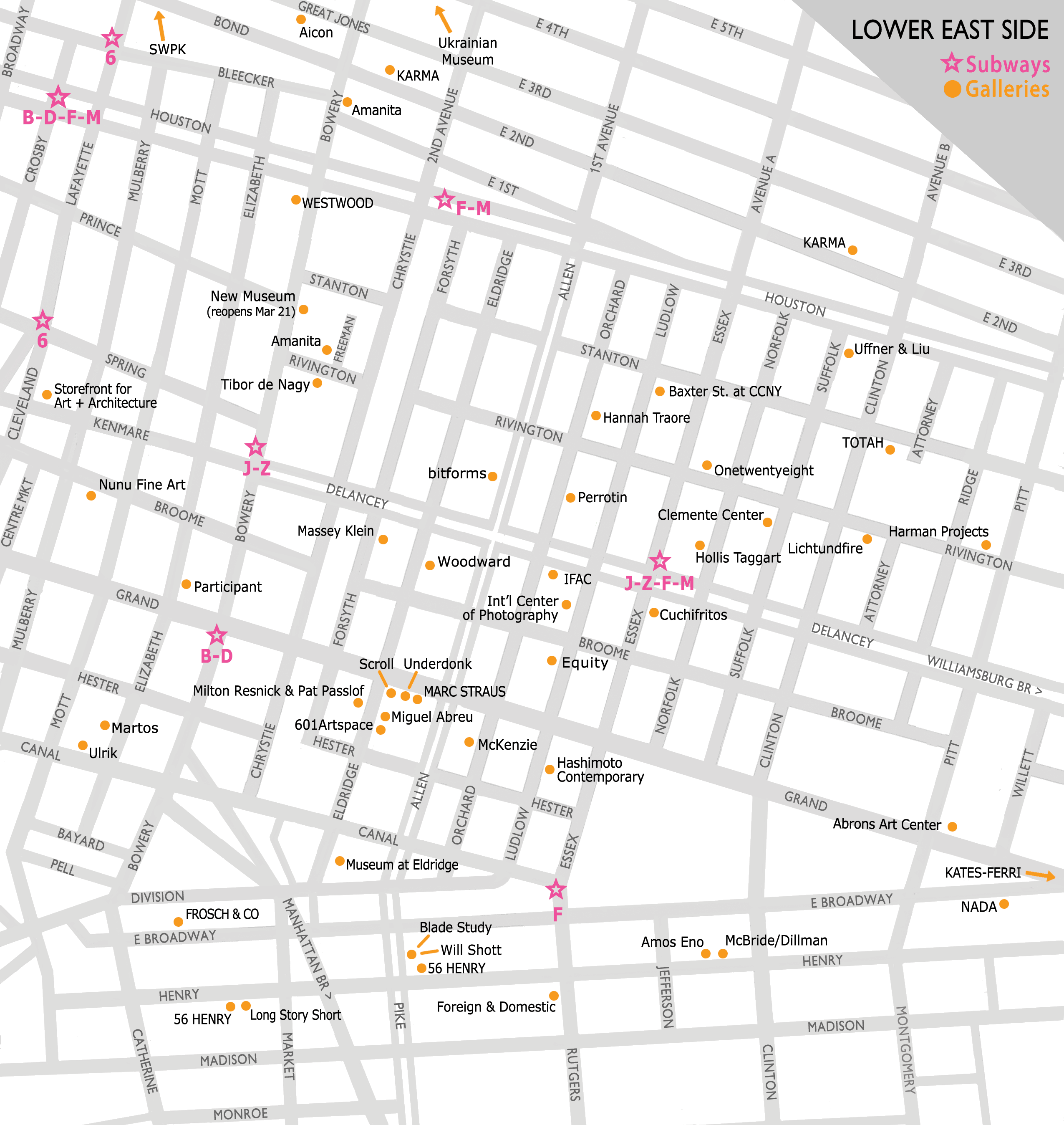 Lower East Side Gallery Map