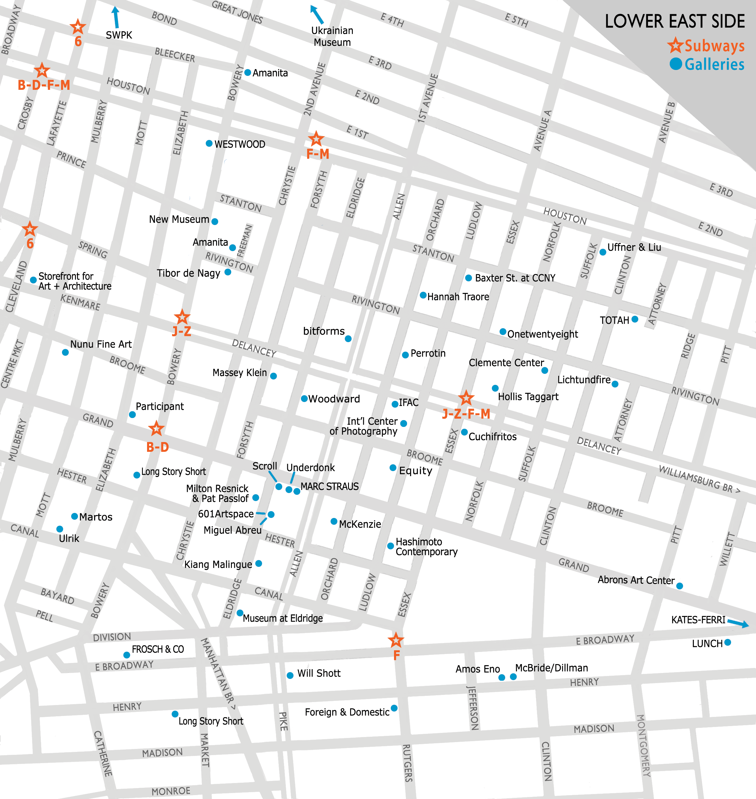 Lower East Side Gallery Map