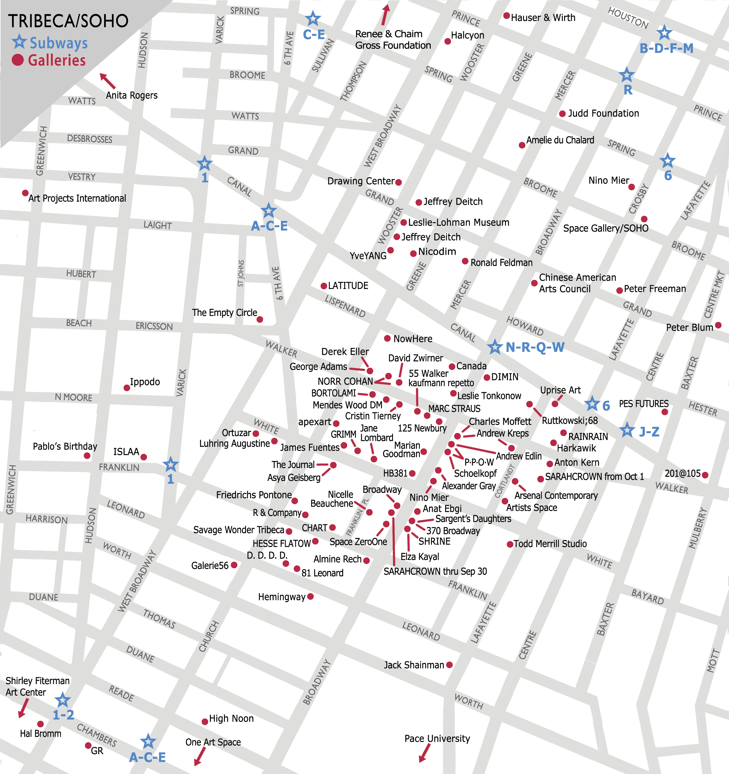 SOHO/Tribeca Gallery Map